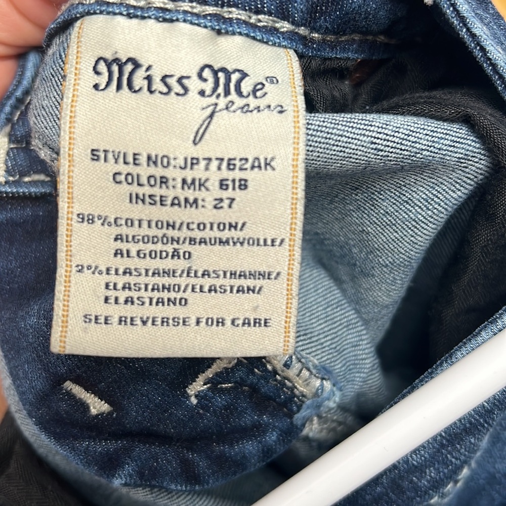 📌Sold on live📌Miss Me Born To Be Boho Ankle Jeans Womens 27 Aztec Frayed Hem - Picture 9 of 16